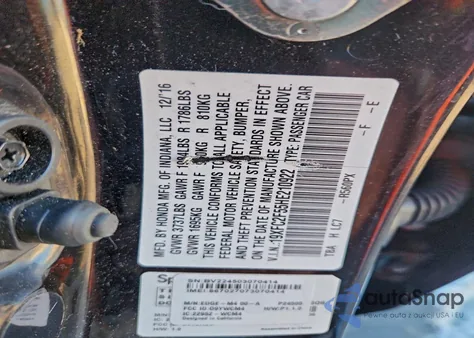 2017 Honda Civic Lx from USA, damaged, VIN 19XFC2F55HE210922